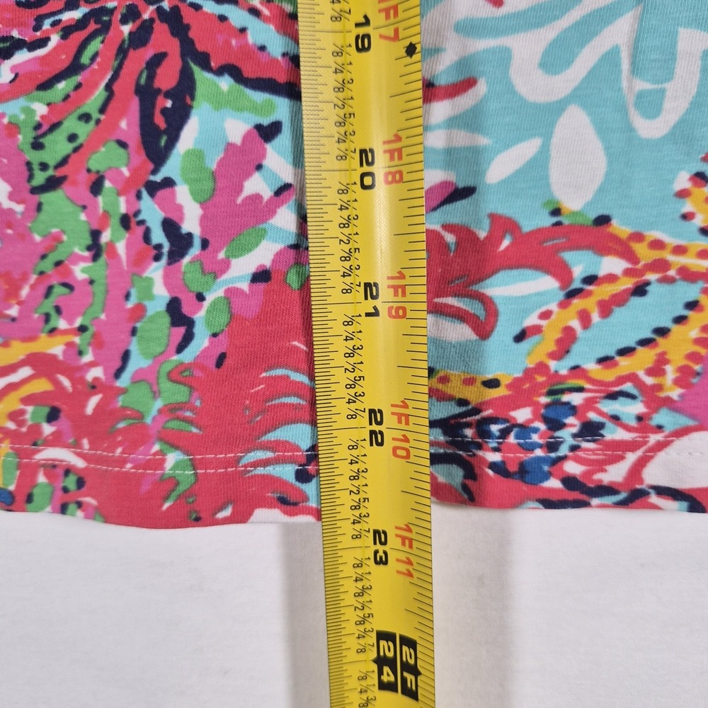 Lilly Pulitzer Women's XS Floral Long Sleeve Top Pink Blue Tropical V Neck - Picture 6 of 9
